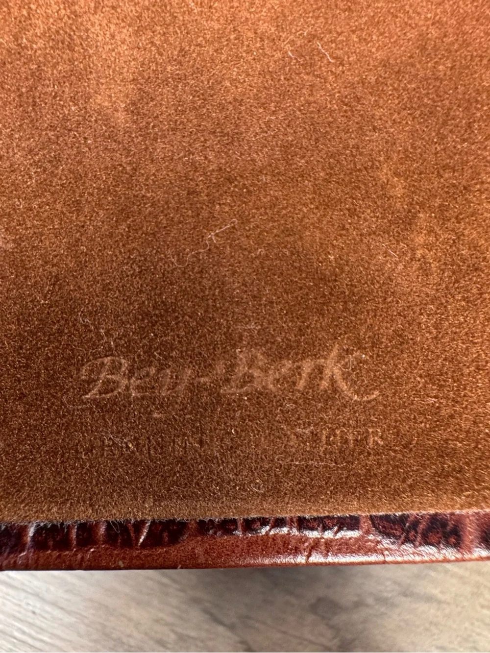 Vintage BEY-BERK Croco Leather 3-Piece Desk Set Gold Suede Lined Organizer